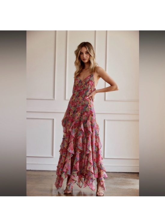 12th Tribe Dresses & Skirts - 12th Tribe Floral colorful Ruffle Maxi Dress Size Small